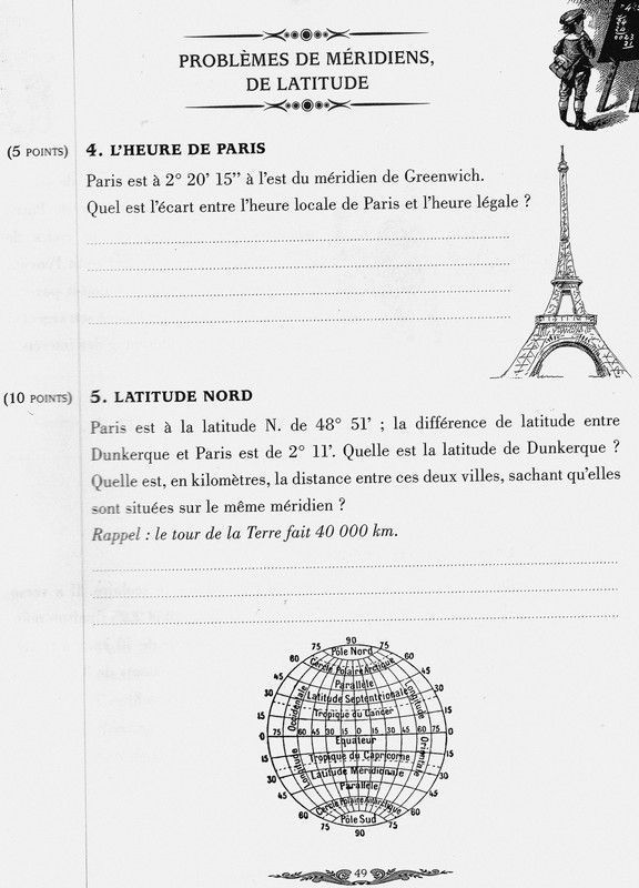 PROBLÈMES DE MÉRIDIENS, DE LATITUDE