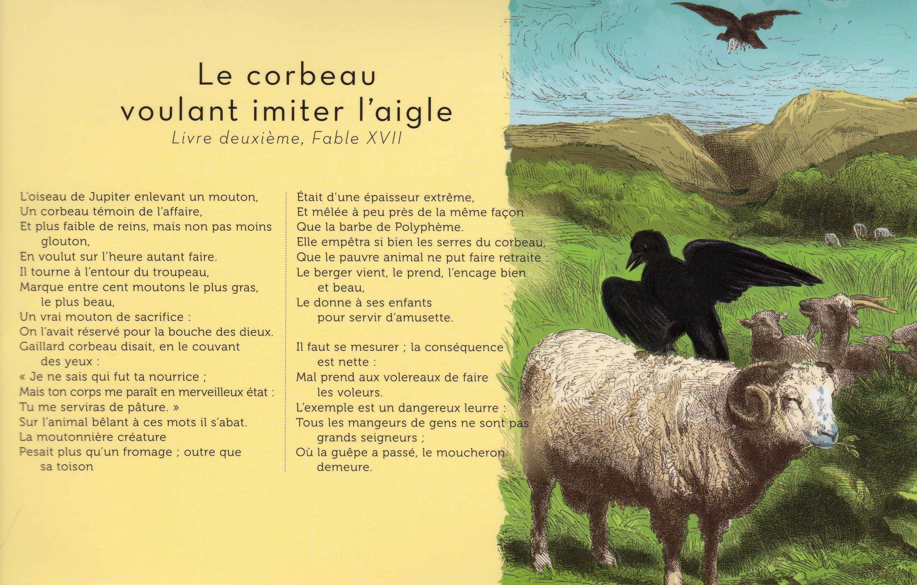 "le Corbeau Voulant Imiter L'aigle" Jean De La Fontaine